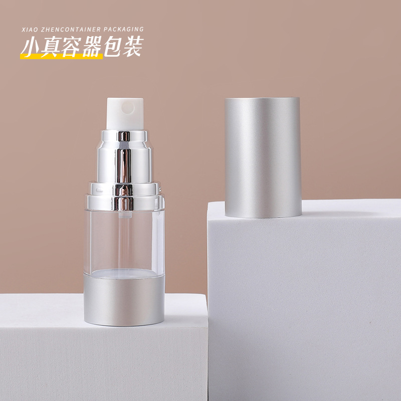 Botella airless plateada para spray y emulsión