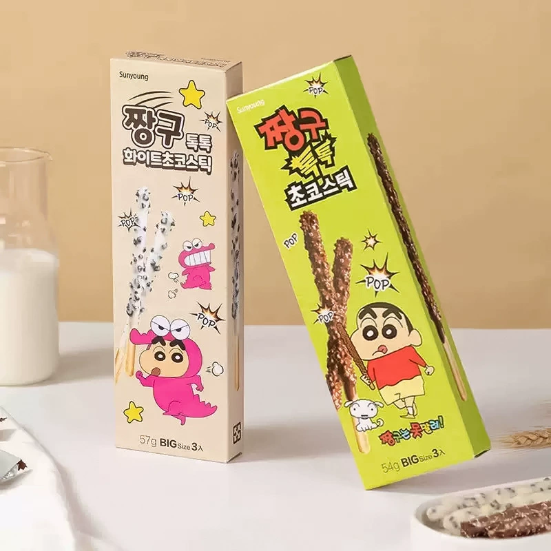 Южная Корея импортировала шоколадные бисквитные палочки Sunyoung с хрустящей конфетой, детские повседневные закуски, совместный бренд Crayon Shin-chan