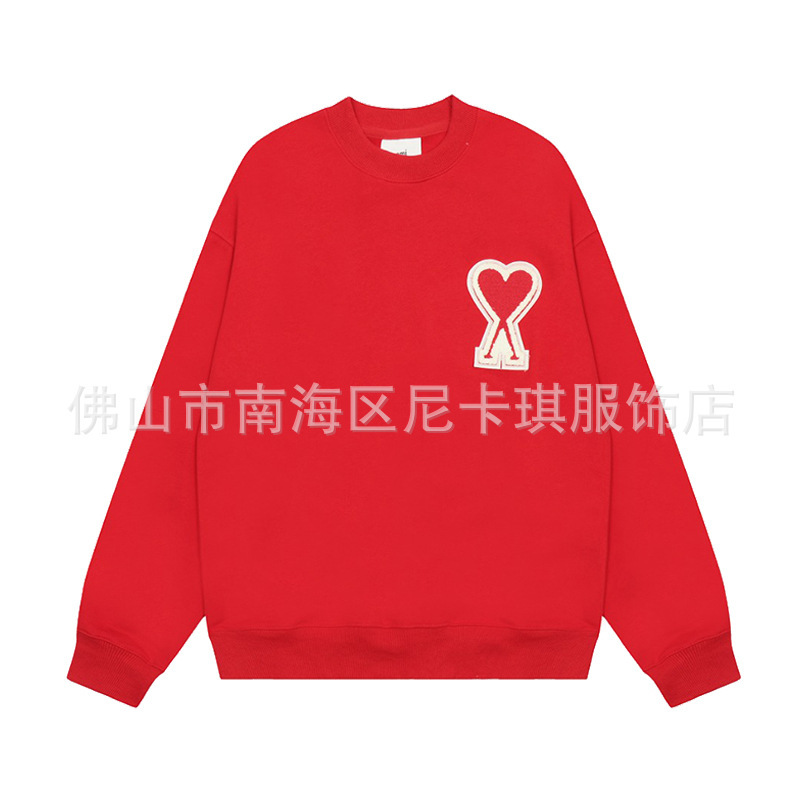 ami スウェットシャツ大きな愛の刺繍秋冬クロスボーダールーズコットントレンディブランド男性と女性のカップルトップラウンドネック長袖|undefined