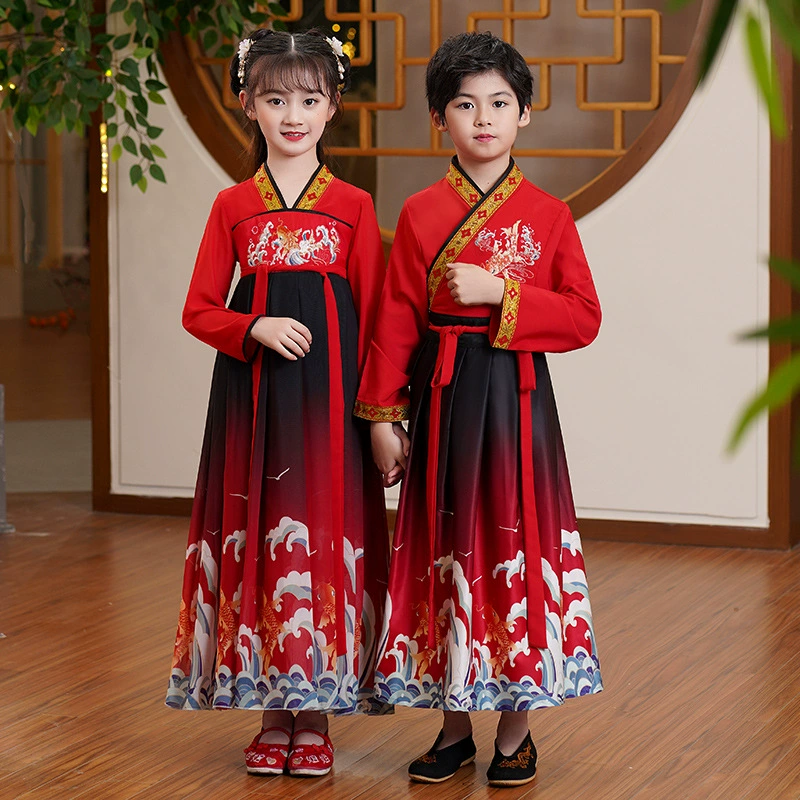 Одежда Guoxue для мальчиков Hanfu, детский костюм в китайском стиле, костюм для учеников начальной школы
