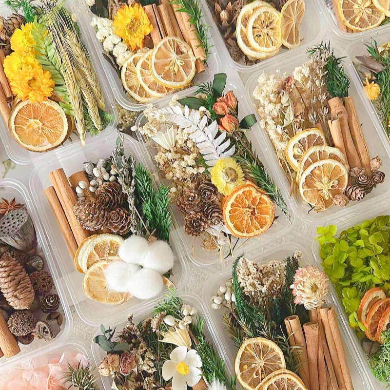 Fruitas secas flores secas DIY material paquete de plantas naturales secas al aire navidad pine canela hecha a mano in decoración adornos inmortales