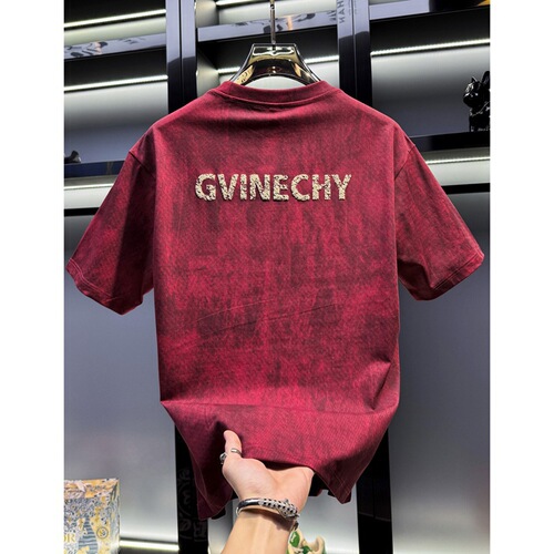 2026 Summer Men's American Style Printed Letter Short-Sleeve T-Shirt High-End Tie-Dye Crew Neck Short-Sleeve T-Shirt Top