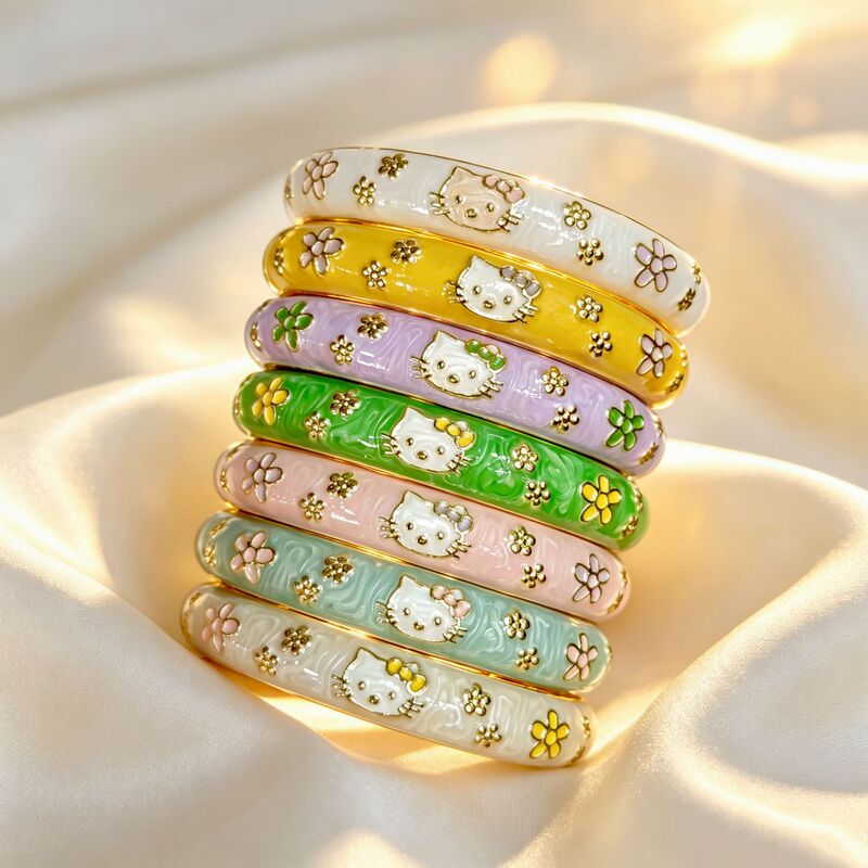 In-Stock Hello Kitty Enamel Bracelets Wholesale Children's Bracelets Girly Style Oil-Drip Bracelets Direct Supply from Jewelry Factory In-Stock Hello Kitty Enamel Bracelets Wholesale Children's Bracelets Girly Style Oil-Drip Bracelets Direct Supply from Jewelry Factory