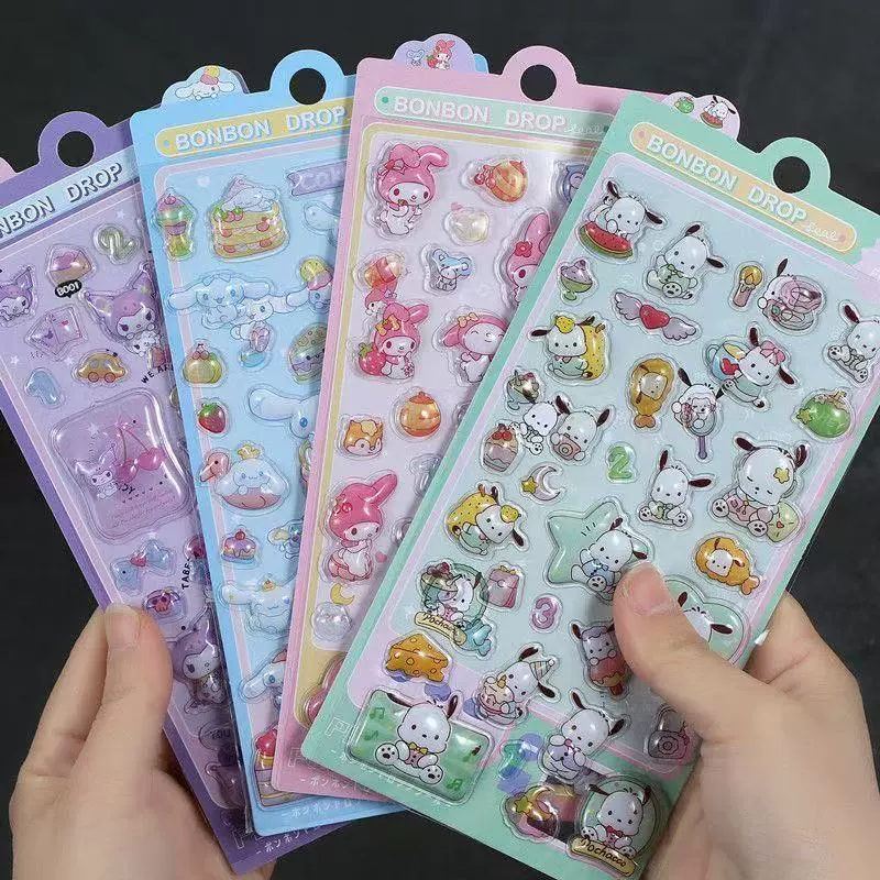 Наклейка (Sanrio) 3D рельефная, Pochacco Kuromi Cinnamoroll My Melody, 18×9 см