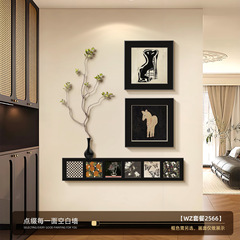 中古风客厅装饰画水培绿植玄关壁画抽象复古艺术沙发背景墙挂画