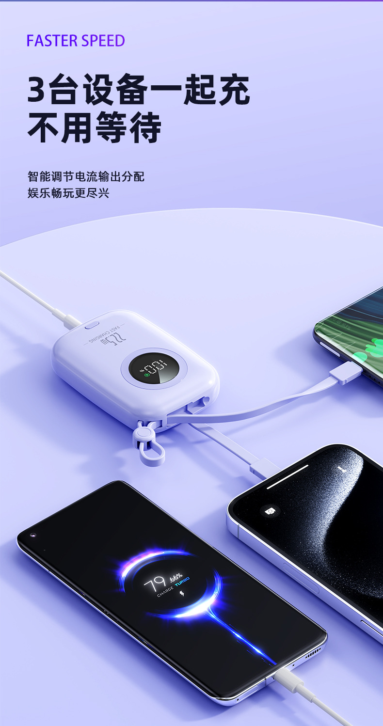 Power Bank Schnellladung 3C-zertifiziert 22,5W mit Kabel Mini 10000mAh benutzerdefinierte große Kapazität Neumodell