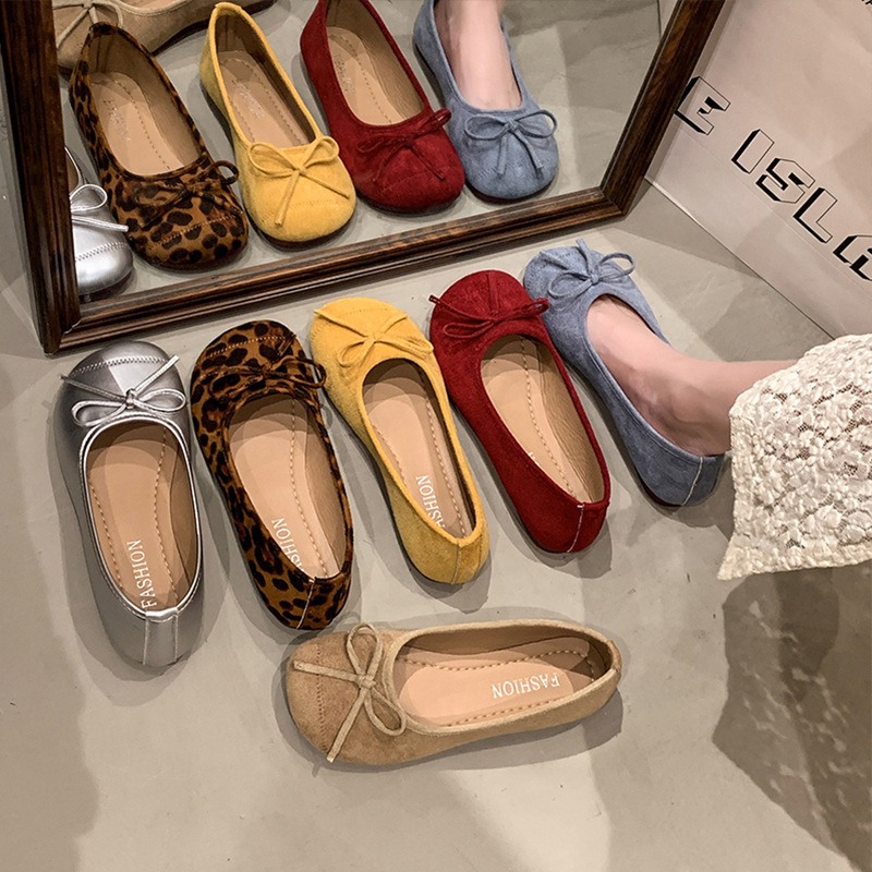2025 Spring New Style Bow-Knot Shallow Ballet Shoes, French Fairy-Style Flat Shoes, Retro Mary Jane Shoes