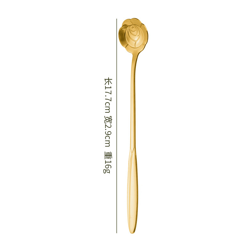 18cm 골드 로즈 플라워 스푼 골드