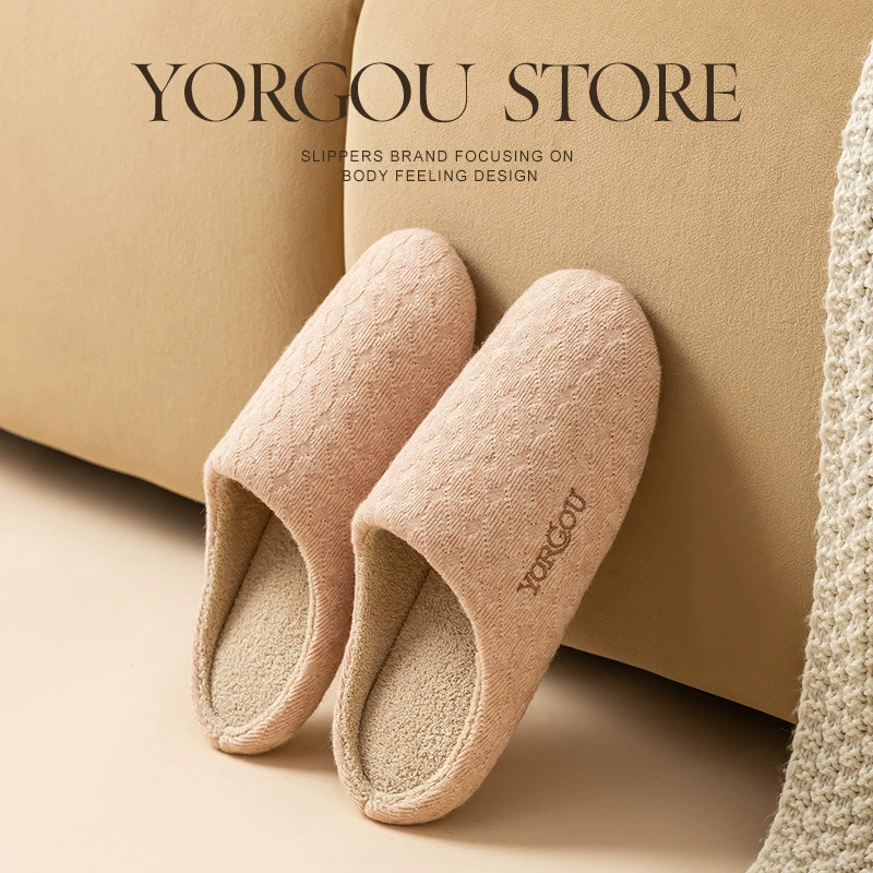 Yuangang японский стиль пол мягкое дно хлопчатобумажные тапочки женские весной и осенью в помещении теплый офис дома тихий и тихий мужской зимой