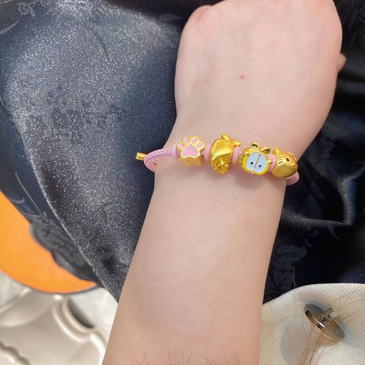 enamel color kitten carrot rabbit cat claw transfer beads bracelet bracelet large hole beads with beads diy accessories