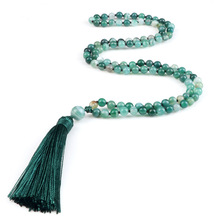 108 Beads Prayer Necklace Natural Green Stripe Onyx Stone Bu