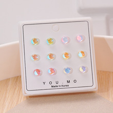 新款韩版女百搭圆形耳钉简约组合套装可爱耳饰地摊货源厂家批发