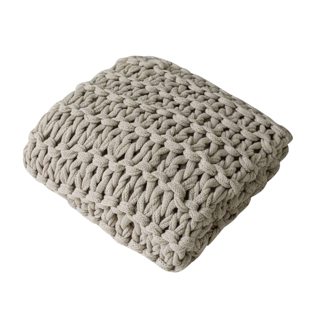 Nordic ins Internet celebrity thick wool woven sofa blanket beige modern simple bed and breakfast model room bed blanket