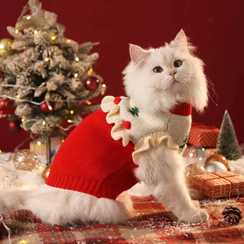 猫咪衣服圣诞冬季保暖防掉毛冬天小猫宠物猫猫幼猫秋冬款毛衣冬装