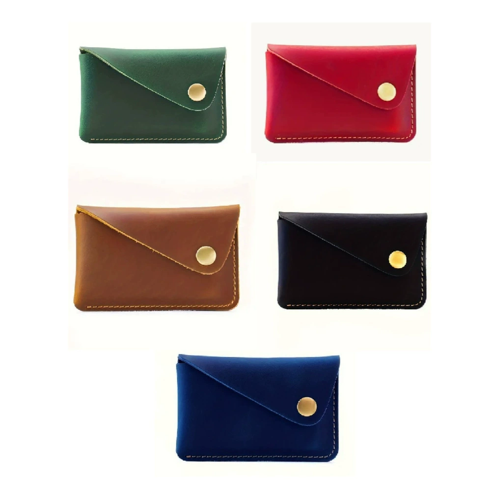 Кожаный картхолдер ручной работы в новом стиле, креативный компактный кошелек на кнопке из кожи Crazy Horse, японский ретро-дизайн