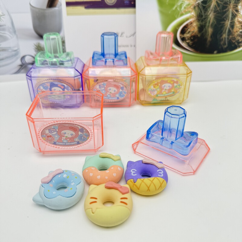 Cute Kloomi KT Cat Bow Cat Head Donut Eraser Storage Box Pencil Wipe Clean Stationery