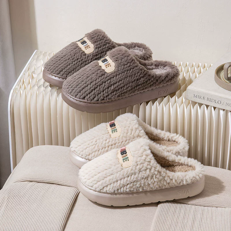 Хлопчатобумажные тапочки для мужчин зимний крытый дом 2024 новый нескользящий теплый пакет и плюшевые хлопчатобумажные туфли для мужчин