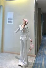 三件套女2025秋季新款韩系休闲修身短款卫衣外套蕾丝吊带背心卫裤