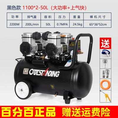 Oil-free Silent 220V Woodworking Spray Hava kompressorları - dual-machine-head-1100w250l-high-power-version