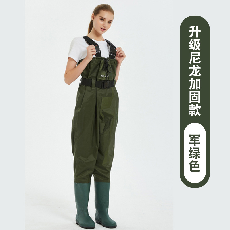 Haixiang Nylon Half-Body Suspender Waders, Full-Body Waterproof, Thickened and Wear-Resistant Fishing Pants, Reservoir Lure Suits Available for Wholesale