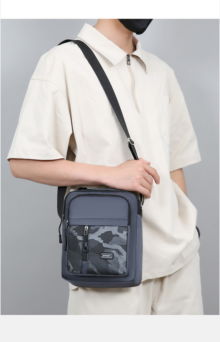 179g Weight Polyester Lining Material Sewing Thread Fashion Element Zipper Closure Type Sling Strap Strap Type Shoulder Bag Bags Type Casual Occasion Oxford Cloth Material Camouflage Pattern All Seasons Season Men's Gender Streetwear Style Square Shape Men's Camouflage Oxford Cloth Sewing Thread Zipper Shoulder Bag 6