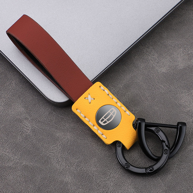 Llavero de coche láser láser cerradura de cuero de alta gama hebilla colgante de llave cuero duradero colgante de llavero de alta temperatura