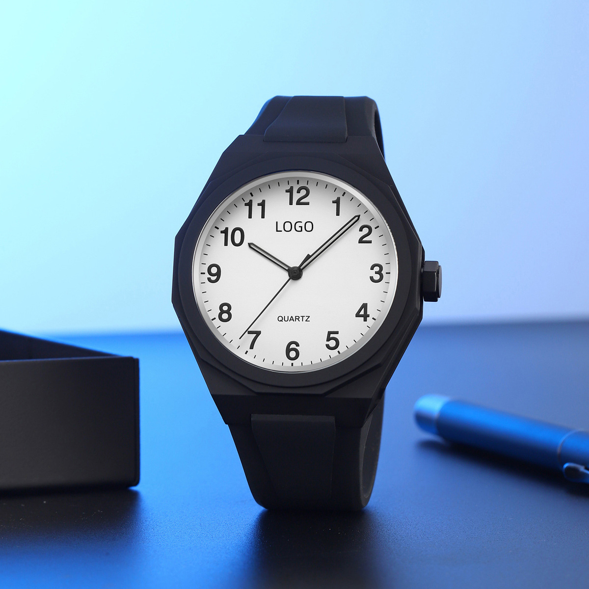 Reloj personalizado para estudiantes varones correa de silicona 50 metros relojes de cuarzo impermeable relojes profesionales personalizados fábrica de gran dial