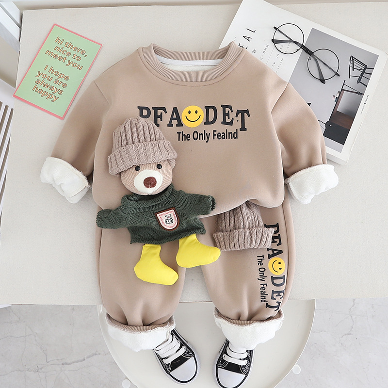 Langer Plüsch-Herren-Damen-Schatz-Herbst-Winter-Western-Freizeitpullover, langärmliges zweiteiliges Set, Baby und_voghion.com