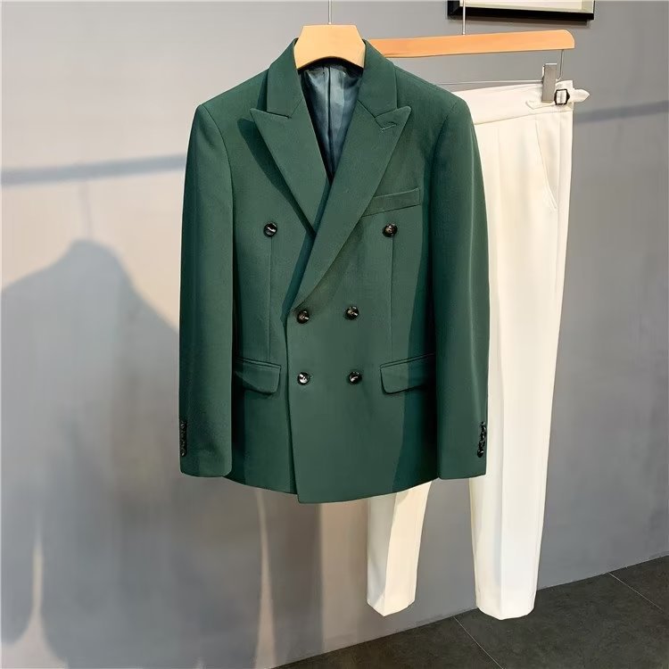 Blazer uomo doppio petto slim fit giacca elegante da uomo_voghion.com