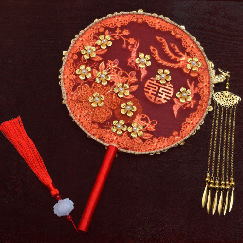 One piece delivery fan, ancient style bridal fan, wedding finished fan material DIY Xiuhe fan wholesale