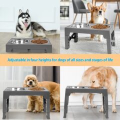 ペットボウル ステンレス鋼犬ボウル転倒防止ペット給餌テーブル大型犬フードボウルペット食器高架