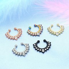 Foreign trade hot selling alloy diamond fake nose ring, nose nail piercing jewelry, no hole nose jewelry, nose clip jewelry manufacturer wholesale