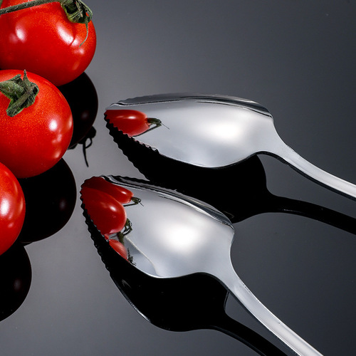 婴儿水果304不锈钢刮泥勺宝宝辅食工具带齿餐具苹果泥勺母婴用品