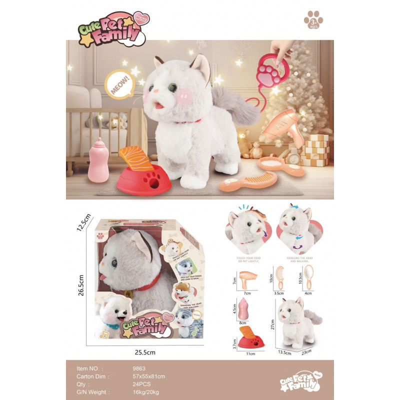 Club Teddy Club Peluche eléctrico Conejo blanco Golden Retriever Juguetes para niños Caminar llamado Muñeca de mascota