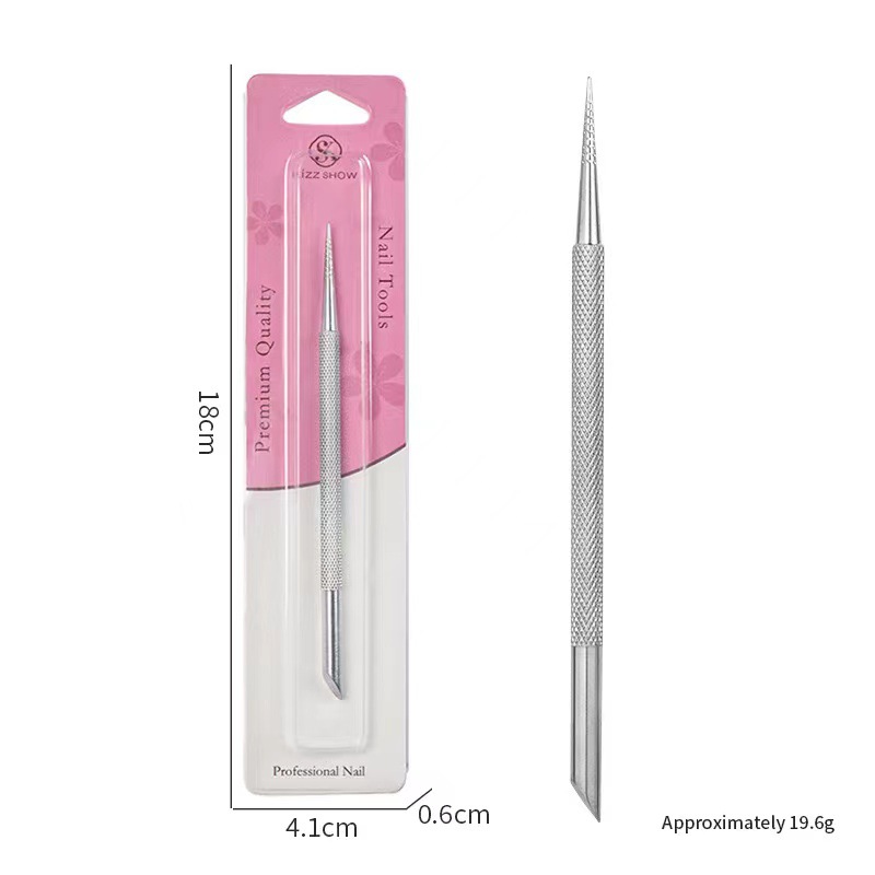 estilo ruso de acero de doble cabeza empuje bisel naranja varilla de remoción de uñas raspador de piel muerta empuje uñas raspador de arena frontal herramienta de acero inoxidable