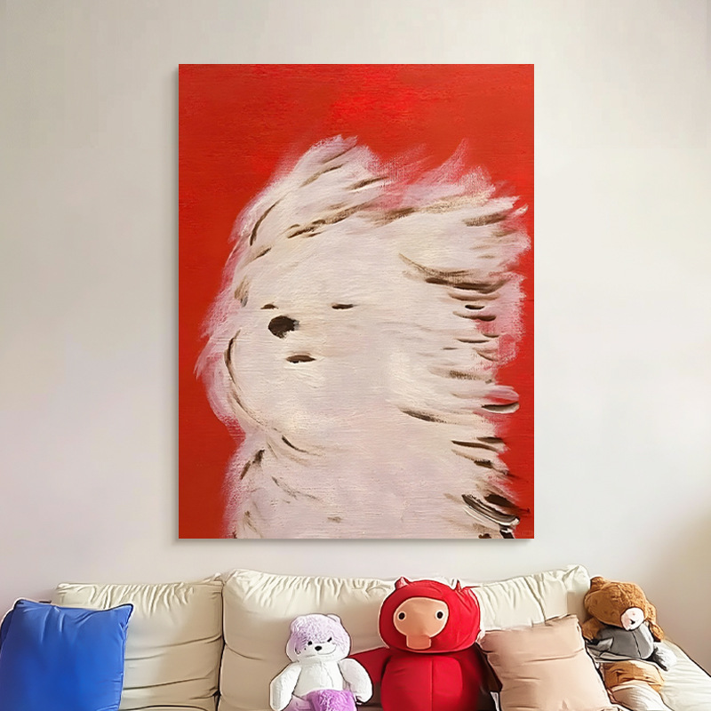 多巴胺小狗客厅装饰画趣味卡通艺术挂画可爱动物儿童房餐厅组合画|undefined