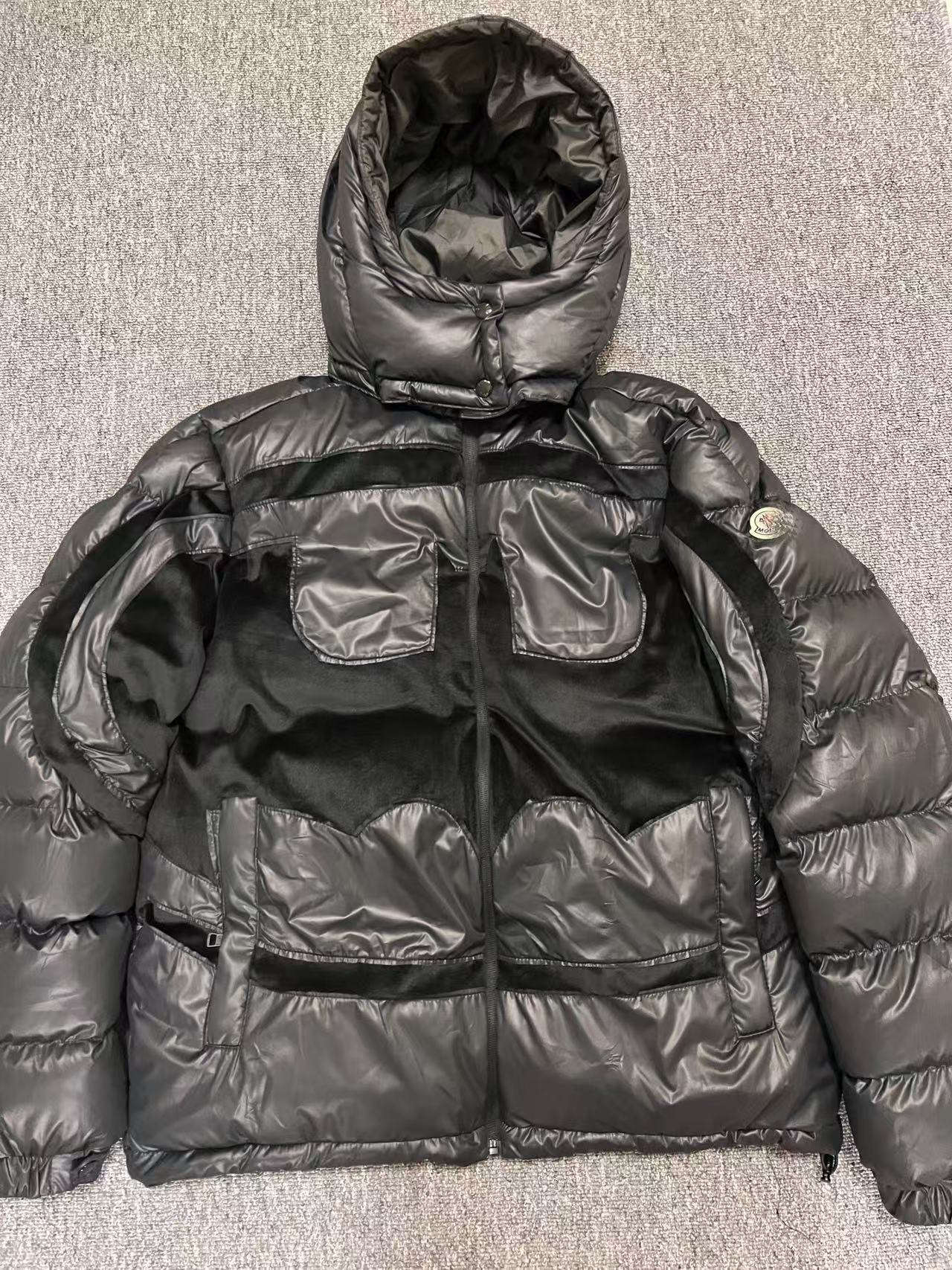 Batman co-firmó un nuevo abrigo de invierno con capuzas, vestido de algodón de empalme para parejas de moda, versátil, protección gruesa