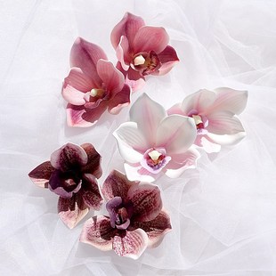 Simulated Flower Silicone 3D Printed Cymbidium Flower Little Red Book Souvenir Headwear Clothing Decoration Exquisite Bouquet Wedding