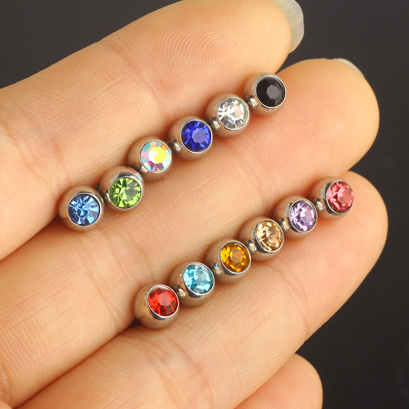 Wholesale 1.2mm Threaded Stainless Steel Ball Piercing Replacement Part for 1.6mm Horseshoe Ring Lip Nail detail image 7