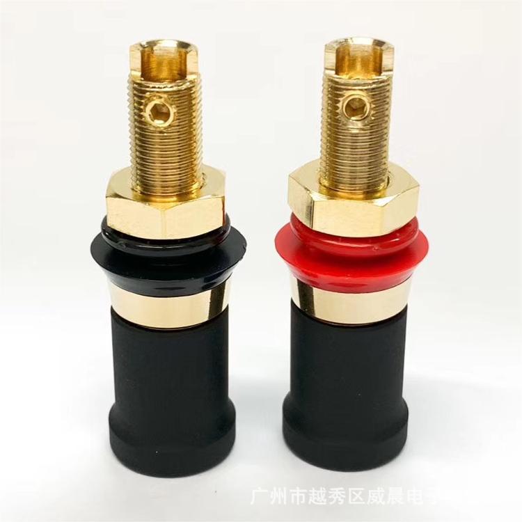 Pure copper paint gold-plated power amplifier connector audio welding-free terminal HIFI banana socket horn connector