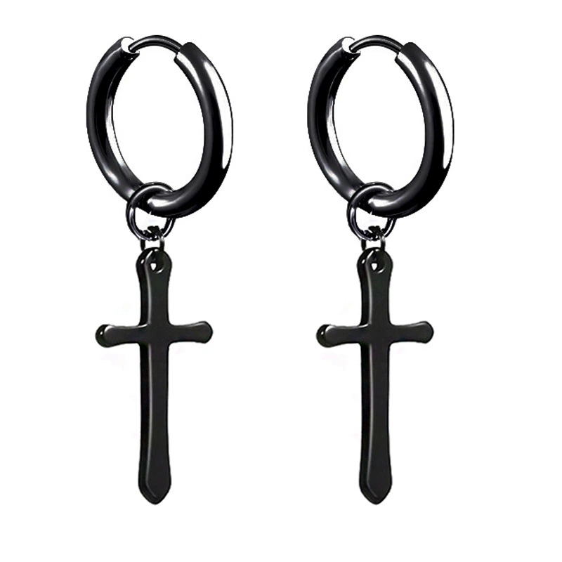 Чёрные серёжки из нержавеющей стали, цепь, подвеска, Aliexpress