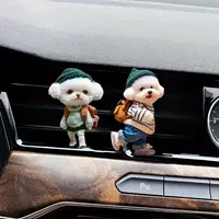 Креативный щенок автомобиля на выходе из воздуха парфюмерный зажим акрило плоский милый тедди внутри автомобиля украшения ароматерапия украшения