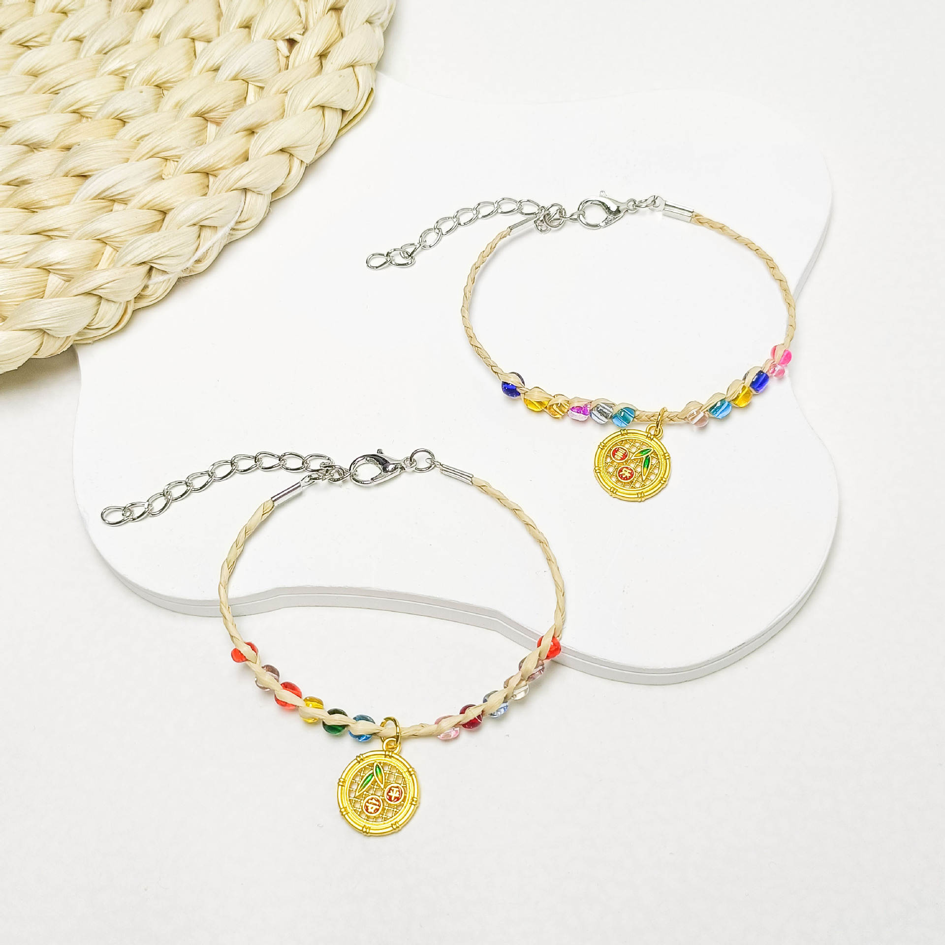 Raffia Hand-Woven Oil-Dropping Ethnic Style Bracelet Good Luck Scenic Spot Jewelry Bestie Bracelet Colorful