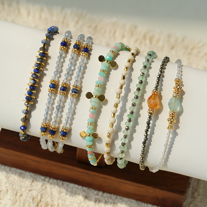 Original Bohemian Style Natural Stone Multi-Layered Stacked Bracelets for Women, Summer Simple Handmade Beaded Wrist Jewelry Wholesale