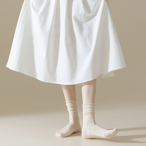 Socks for women in autumn and winter, new arrivals, piles of socks, macarons, new mid-calf women's socks, loose hemming, women's cotton socks, boneless sutures