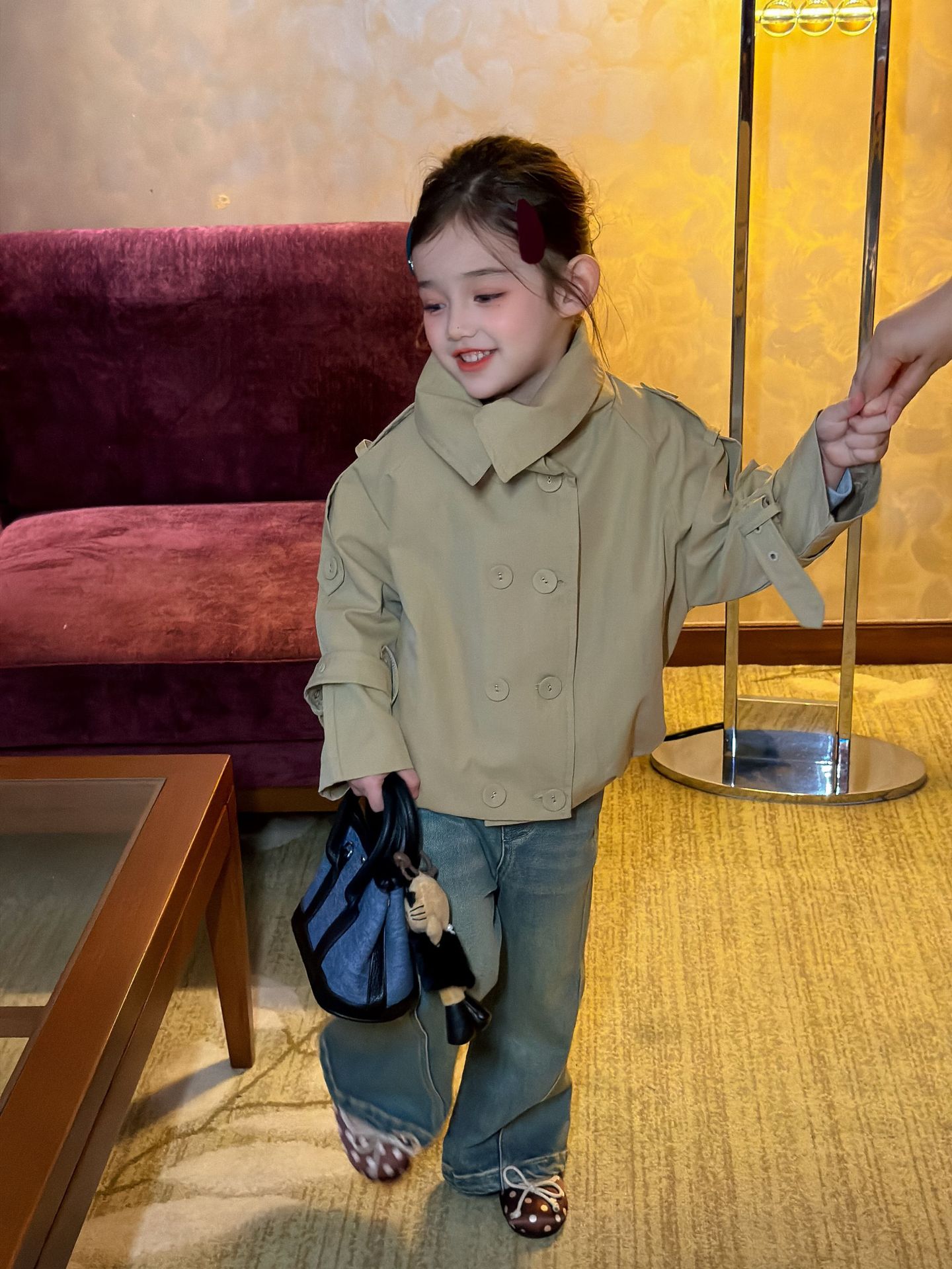 Autumn khaki trench coat