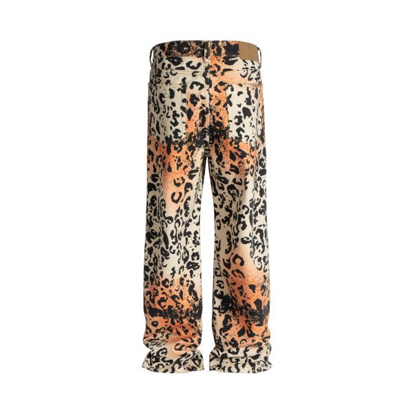 Herren Jeans Mit Leopardenmuster Weite Gerade Passform Locker_voghion.com