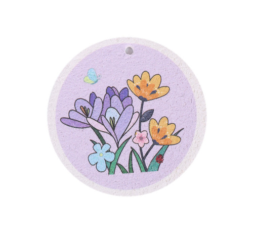 Round compressed wood pulp cotton sponge to wipe flowers printed wood pulp sponge rag kitchen easy cleaning scouring pad wholesale