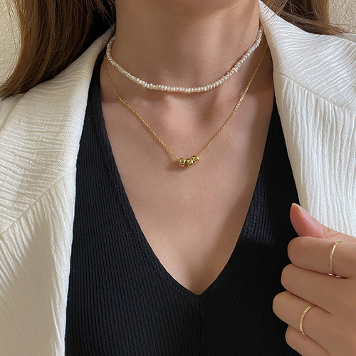 Korean-style fashionable new three-ring necklace creative simple versatile women's necklace accessory trendy accessories cross-border supply wholesale