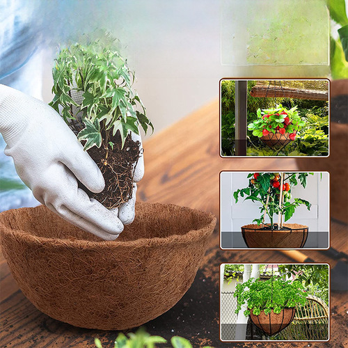 Factory Sales Palm Leaf Basket Planters Balcony Palm Leaf Hanging Basket Flower Pot Hanging Pot Artificial Palm Leaf Hanging Flower Pot Inner Liner